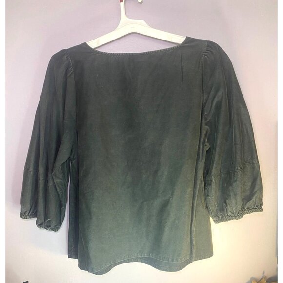 Ava & Viv Womens 1X Black Cotton Blouse 3/4 Puff Sleeves Peasant NWT - Picture 2 of 5